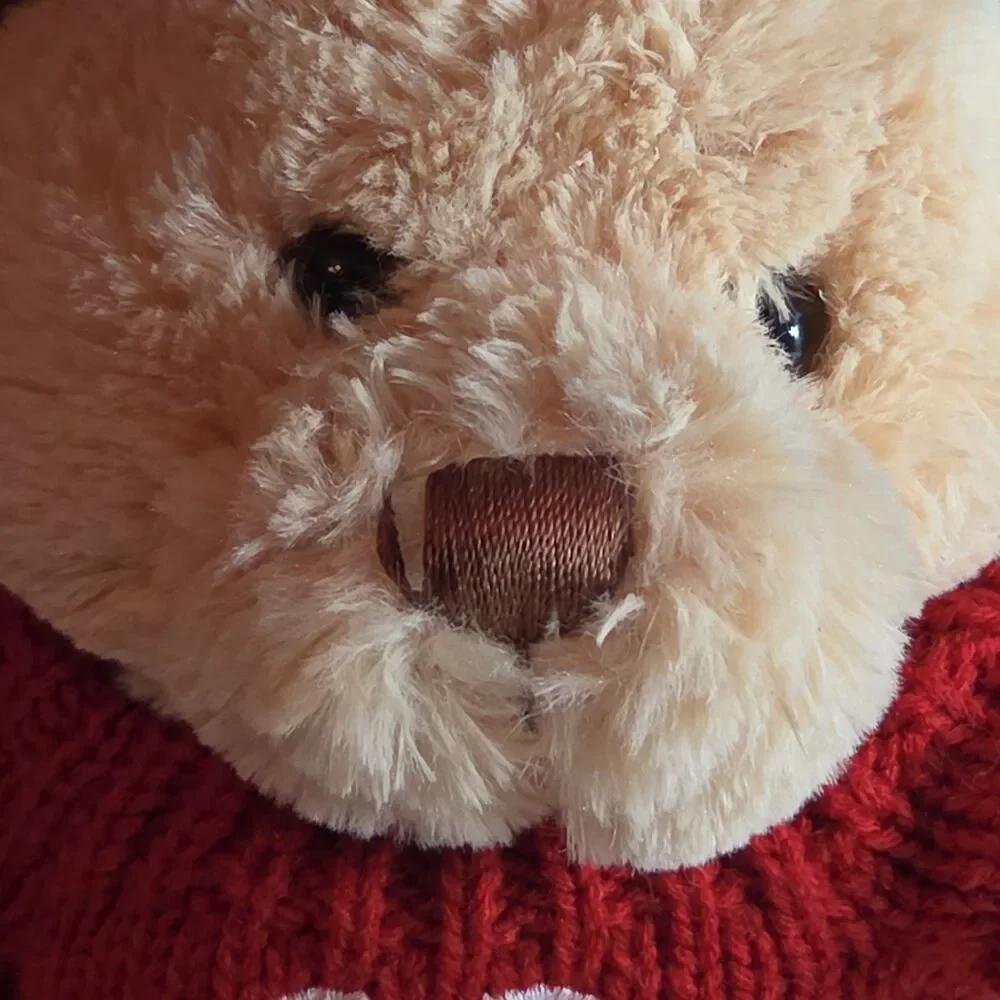 Avon 2010 Teddy Bear Plush Red Knit Heart Sweater Tan 9